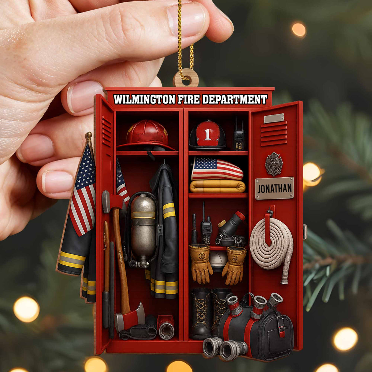 Custom Dedication For Dedicated Firefighter, Personalized Custom Wood Ornament, Gift For Firefighters