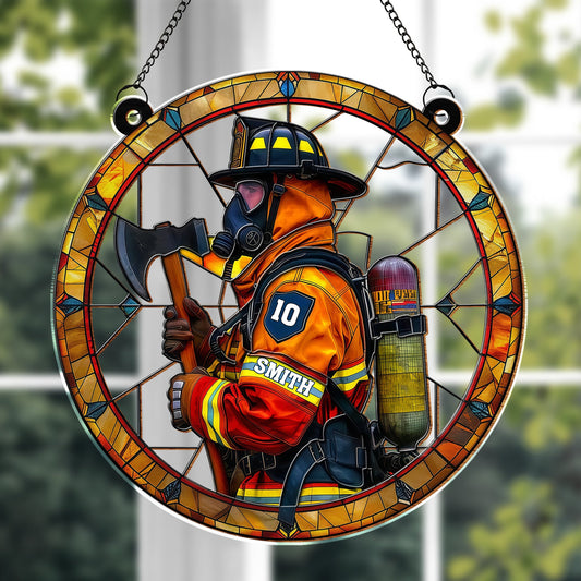 Honor Brave Firefighters Tribute To Courage, Custom Suncatcher, Gift For Firefighter Families