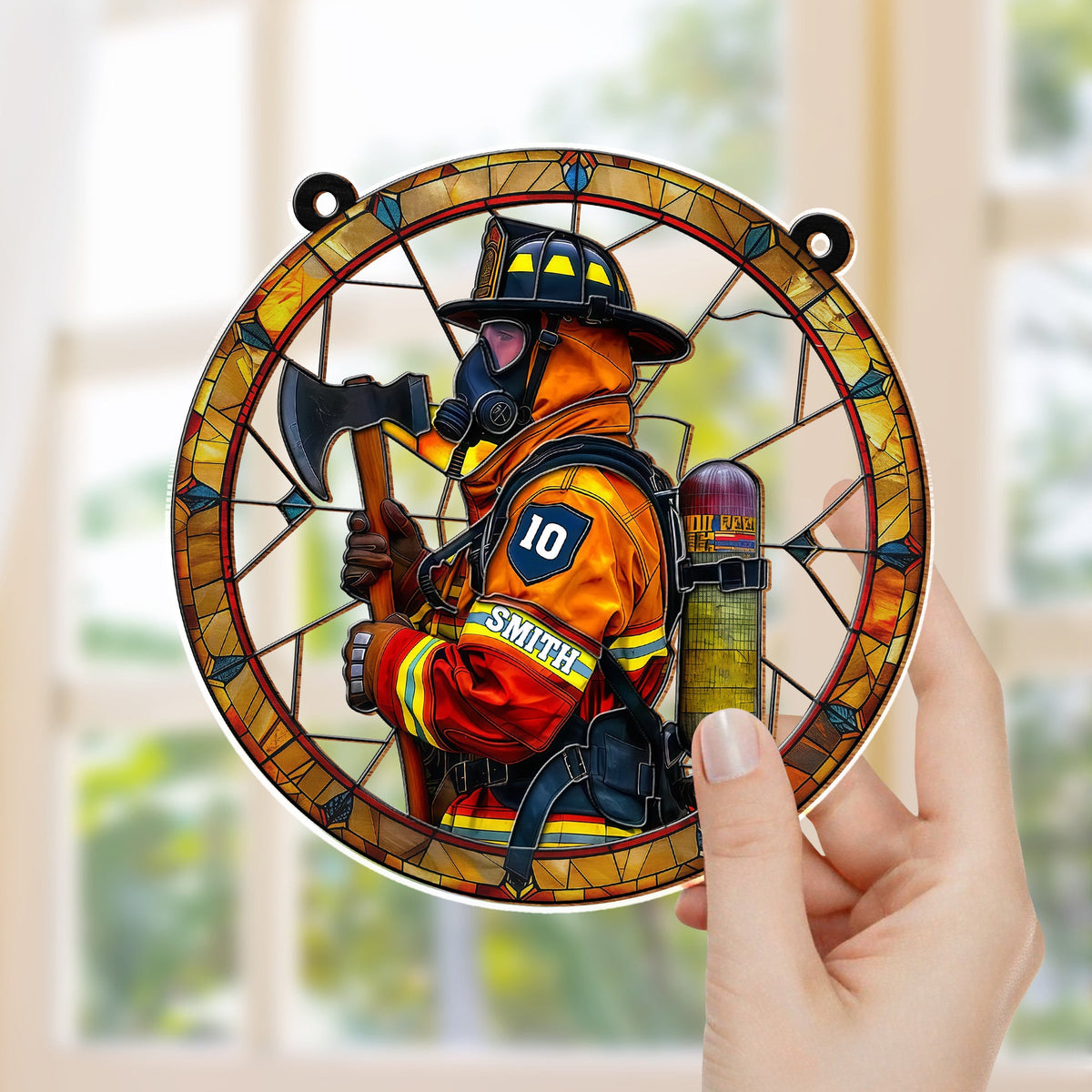 Honor Brave Firefighters Tribute To Courage, Custom Suncatcher, Gift For Firefighter Families