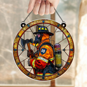 Honor Brave Firefighters Tribute To Courage, Custom Suncatcher, Gift For Firefighter Families