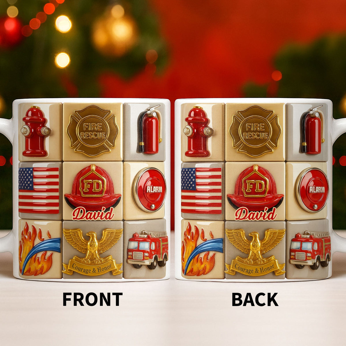 Fire Rescue Courage & Honor Firefighter Essentials, Custom Coffee Mug, Gift For Heroes and Families