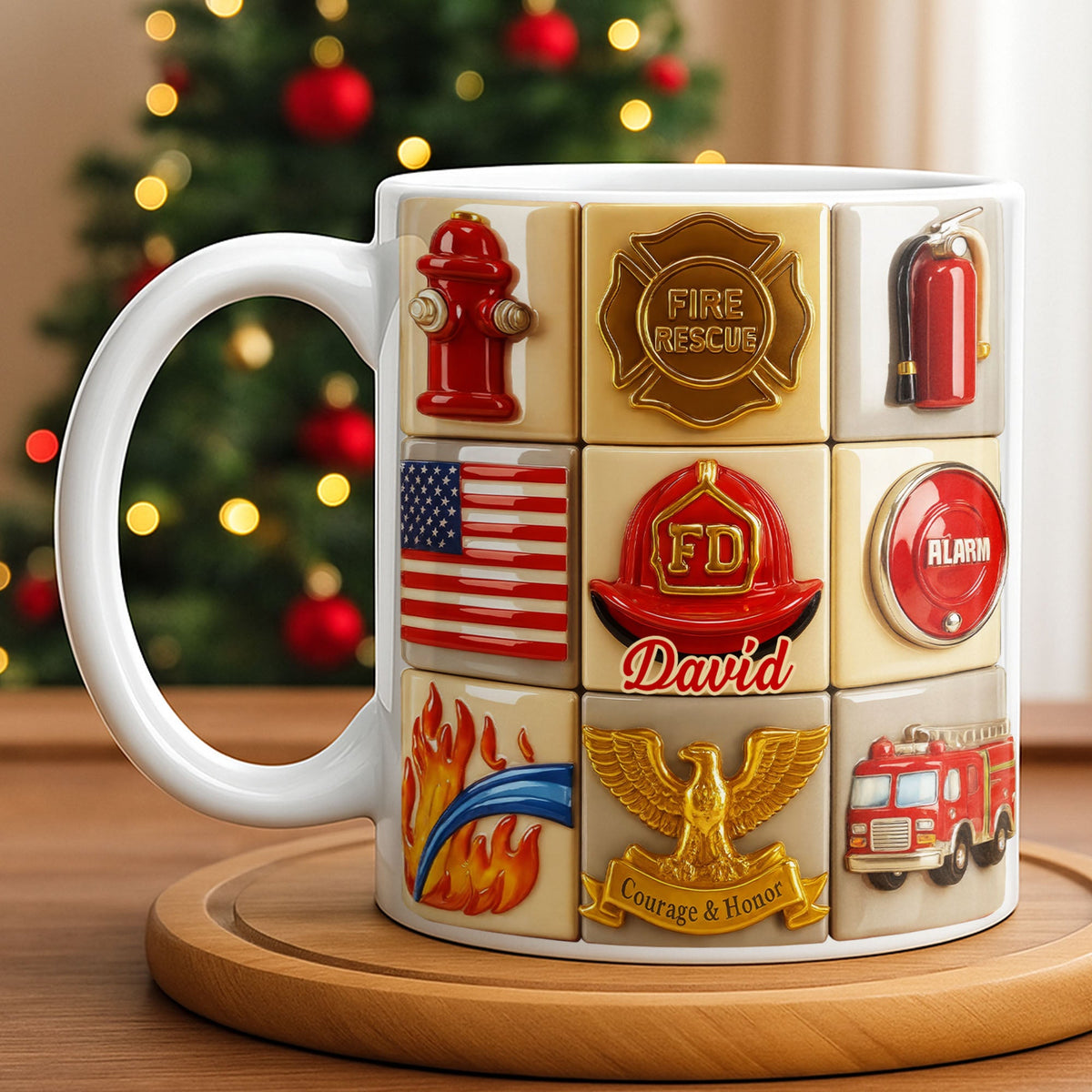 Fire Rescue Courage & Honor Firefighter Essentials, Custom Coffee Mug, Gift For Heroes and Families