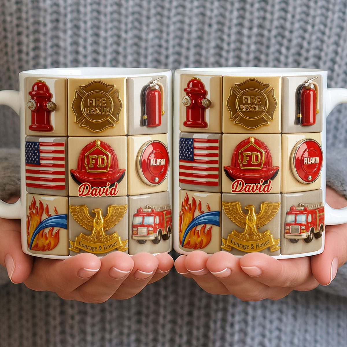 Fire Rescue Courage & Honor Firefighter Essentials, Custom Coffee Mug, Gift For Heroes and Families