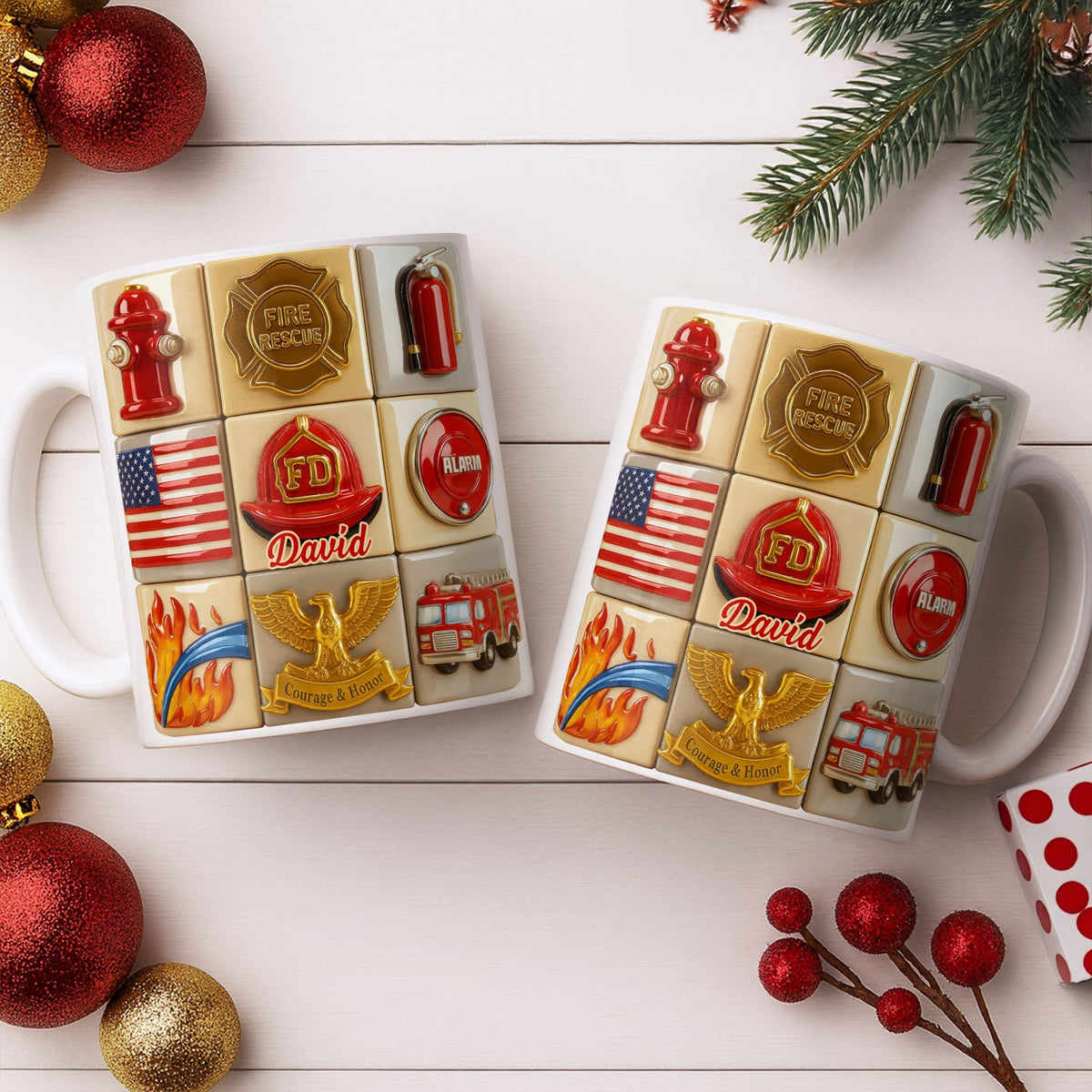 Fire Rescue Courage & Honor Firefighter Essentials, Custom Coffee Mug, Gift For Heroes and Families