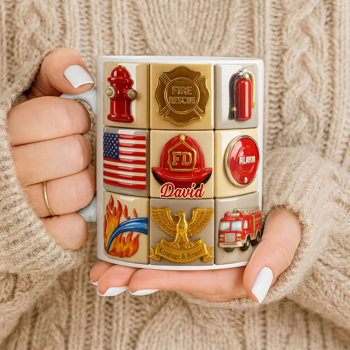 Fire Rescue Courage & Honor Firefighter Essentials, Custom Coffee Mug, Gift For Heroes and Families