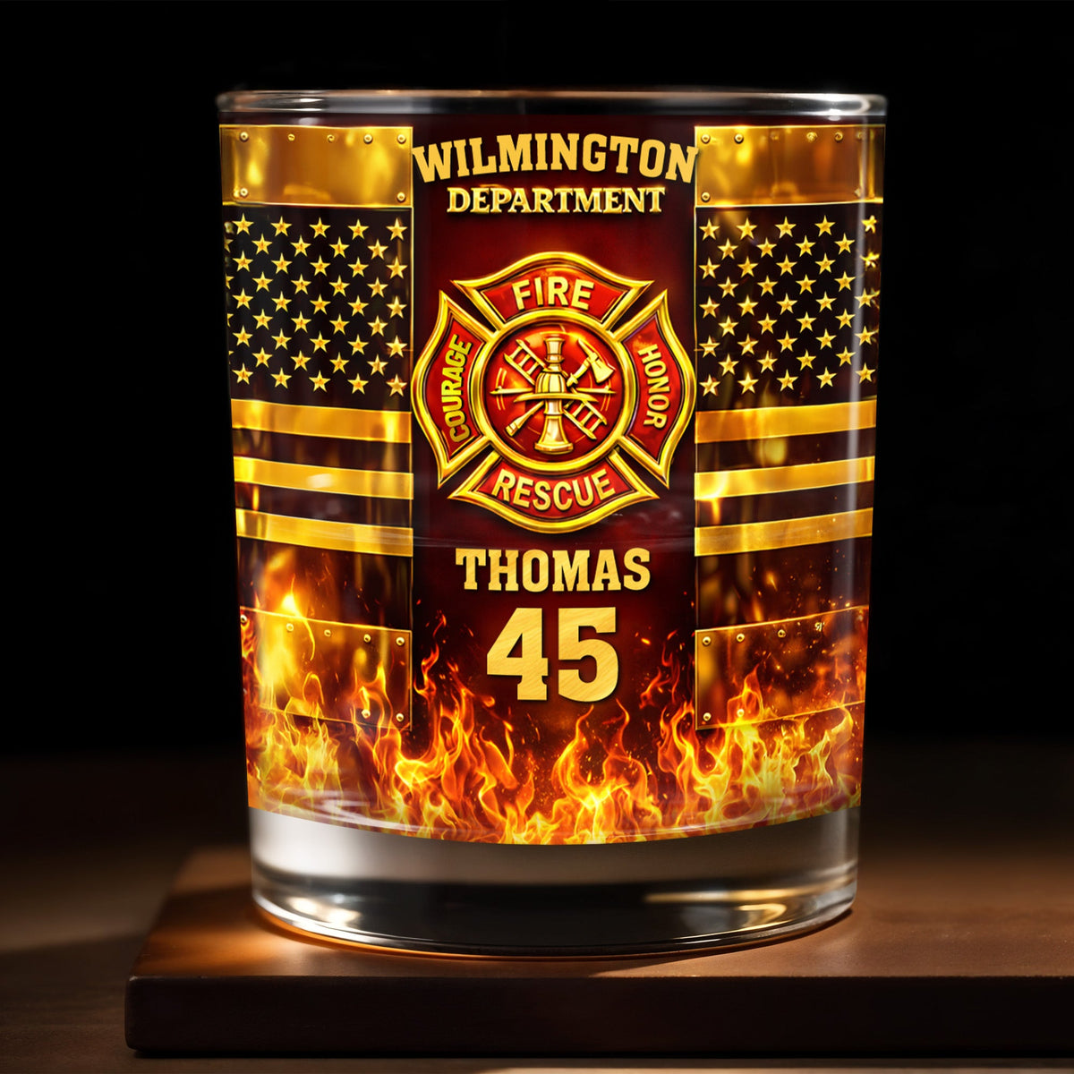 Fire Department Courage Honor Rescue, Whiskey Glass, Gift For Firefighters