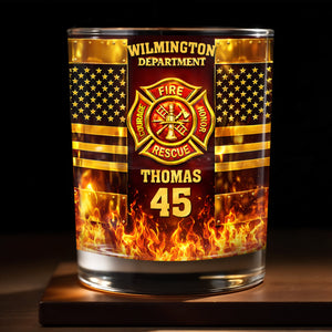 Fire Department Courage Honor Rescue, Whiskey Glass, Gift For Firefighters
