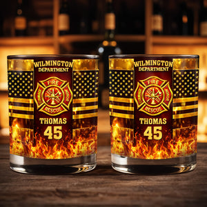 Fire Department Courage Honor Rescue, Whiskey Glass, Gift For Firefighters