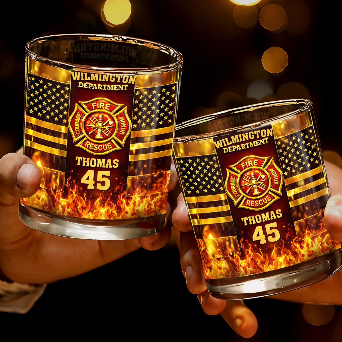 Fire Department Courage Honor Rescue, Whiskey Glass, Gift For Firefighters