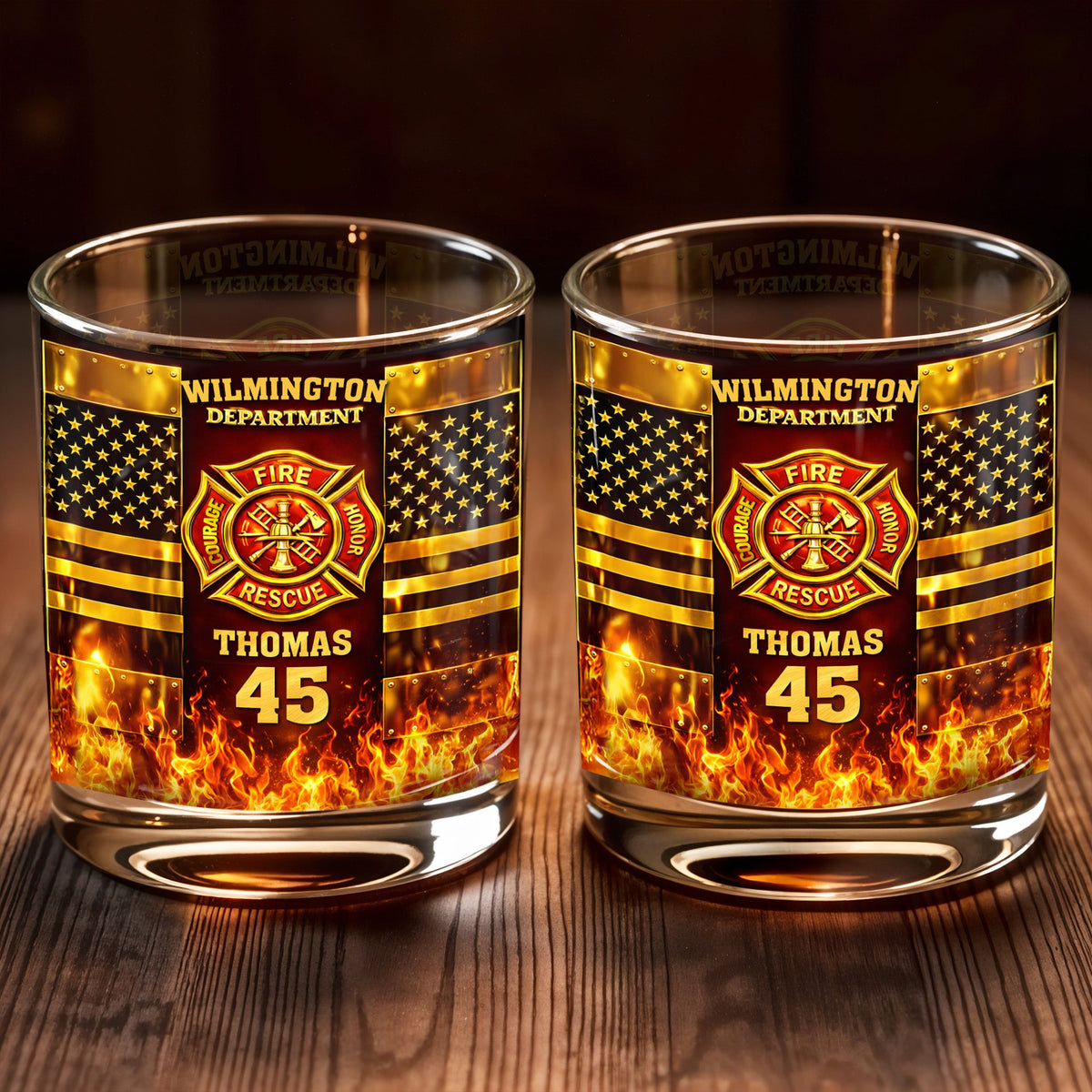 Fire Department Courage Honor Rescue, Whiskey Glass, Gift For Firefighters