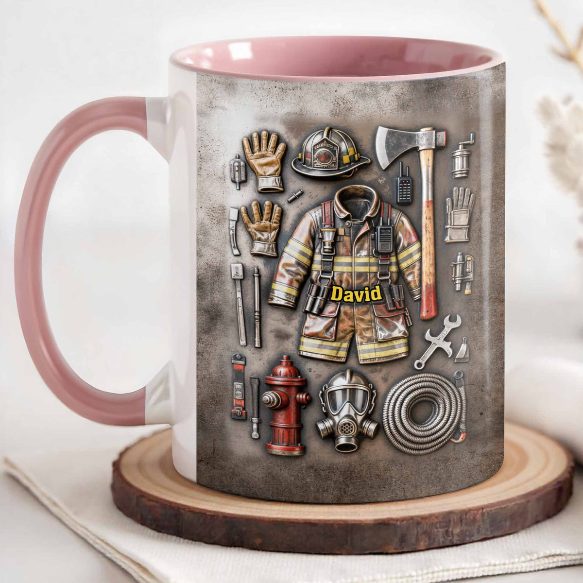 Brave Firefighter Gear Customized Mug,Personalized Custom Accent Mug,Gift For Firefighters