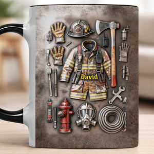 Brave Firefighter Gear Customized Mug,Personalized Custom Accent Mug,Gift For Firefighters
