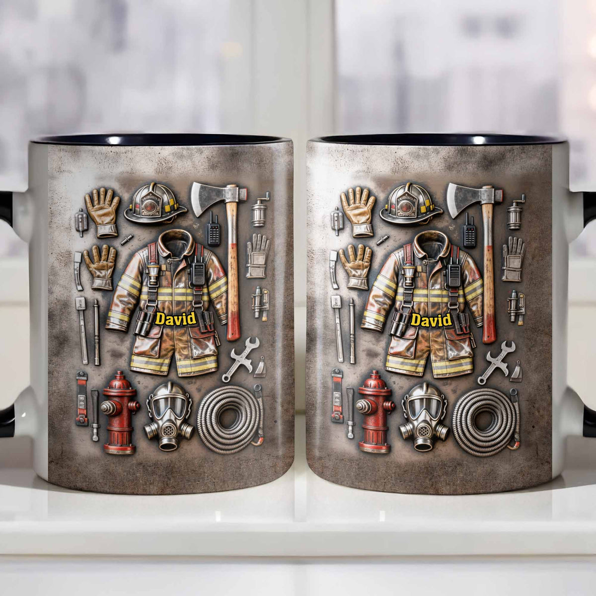 Brave Firefighter Gear Customized Mug,Personalized Custom Accent Mug,Gift For Firefighters