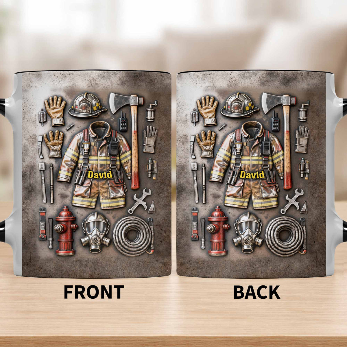 Brave Firefighter Gear Customized Mug,Personalized Custom Accent Mug,Gift For Firefighters