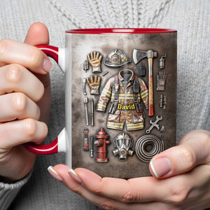 Brave Firefighter Gear Customized Mug,Personalized Custom Accent Mug,Gift For Firefighters