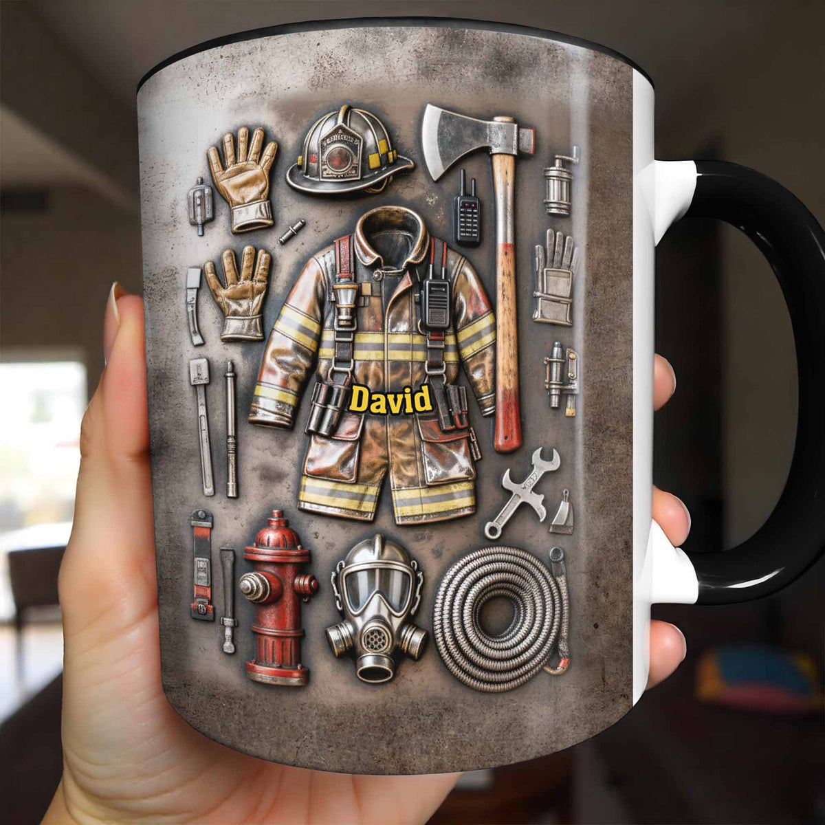 Brave Firefighter Gear Customized Mug,Personalized Custom Accent Mug,Gift For Firefighters