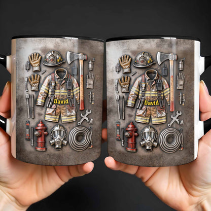 Brave Firefighter Gear Customized Mug,Personalized Custom Accent Mug,Gift For Firefighters