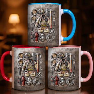 Brave Firefighter Gear Customized Mug,Personalized Custom Accent Mug,Gift For Firefighters
