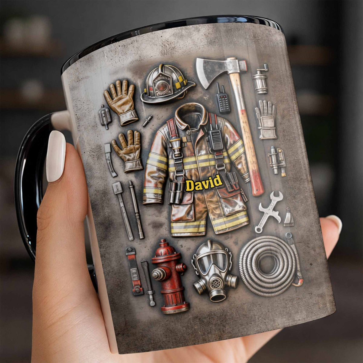 Brave Firefighter Gear Customized Mug,Personalized Custom Accent Mug,Gift For Firefighters