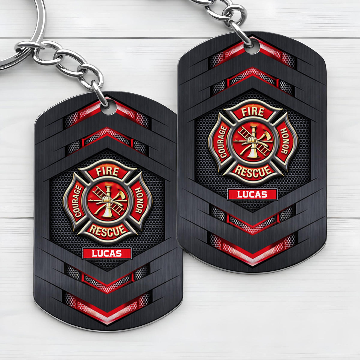 Fire Rescue Courage Honor, Stainless Steel Keychain, Gift For Firefighters