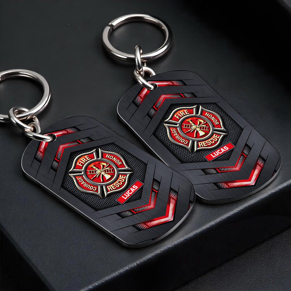 Fire Rescue Courage Honor, Stainless Steel Keychain, Gift For Firefighters