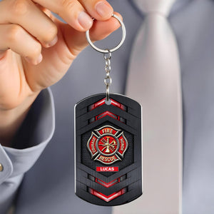 Fire Rescue Courage Honor, Stainless Steel Keychain, Gift For Firefighters
