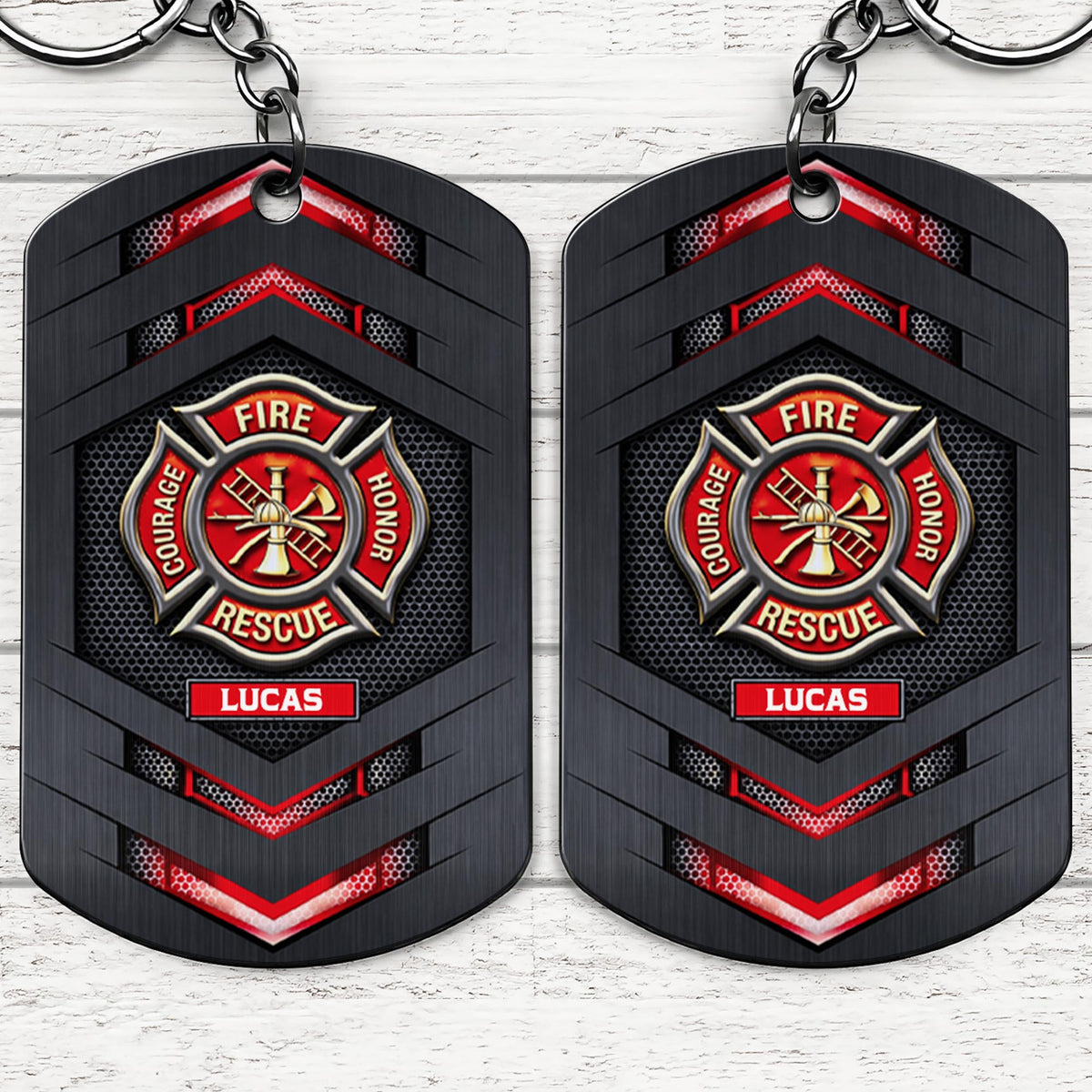 Fire Rescue Courage Honor, Stainless Steel Keychain, Gift For Firefighters