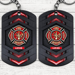 Fire Rescue Courage Honor, Stainless Steel Keychain, Gift For Firefighters