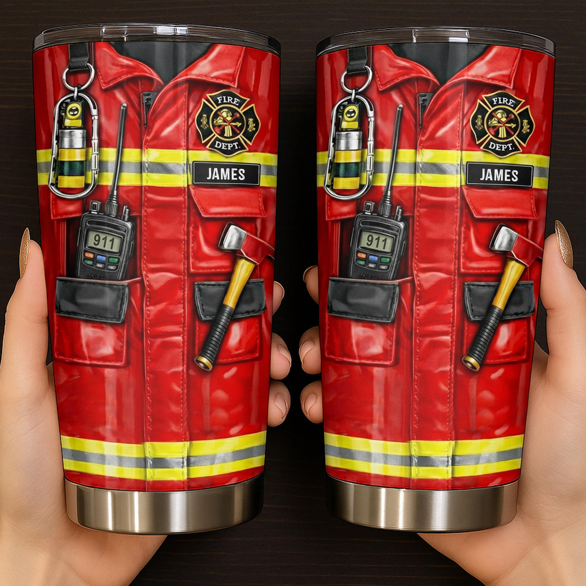 Personalize With Your Firefighter Gear Design,Custom Stainless Steel Tumbler,Gift For Firefighters