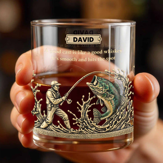 A Good Cast Is Like A Good Whiskey, Whiskey Glass, Gift For Dad and Fishing Lovers