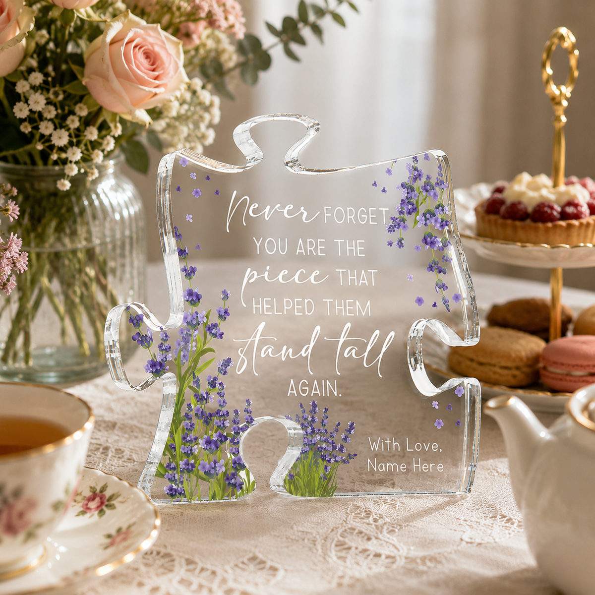 Physical Therapist Puzzle Plaque Never Forget You Helped Them Stand Tall Again PT Thank You Gift Custom Puzzle Acrylic Floral Design