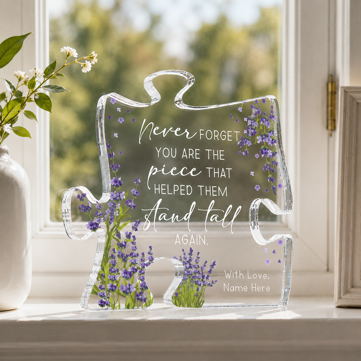 Physical Therapist Puzzle Plaque Never Forget You Helped Them Stand Tall Again PT Thank You Gift Custom Puzzle Acrylic Floral Design