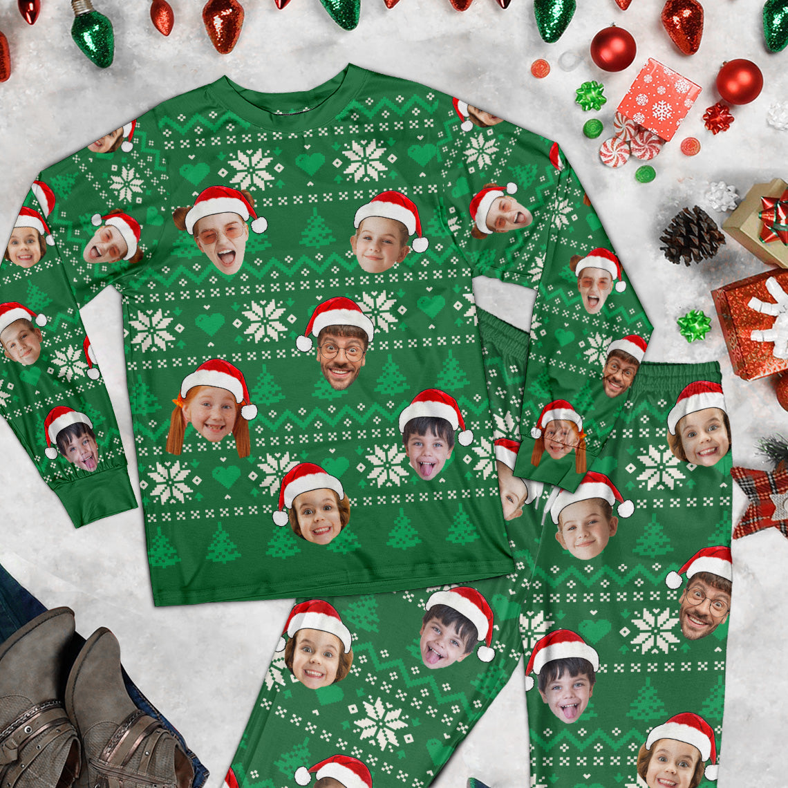 Face Family Ugly Pajamas - Personalized Photo Pajamas - Christmas Pajamas For Family