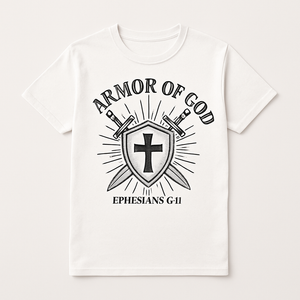 Armor of God Christian T-Shirt | Faith Over Fear Shield Cross Swords | Ephesians 6:11 Bible Verse Tee for Believers Faith%20Over%20Fear%20prompt%20%2310%20studio%20mockup.png
