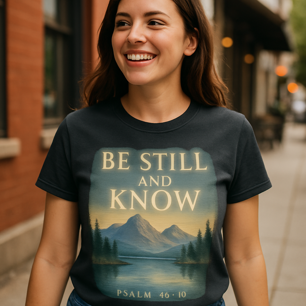 Be Still and Know Psalm 46:10 Christian Mountain Nature T-Shirt – Faith Over Fear Bible Verse Shirt for Spiritual Inspiration Faith%20Over%20Fear%20prompt%20%2316%20lifestyle%20mockup.png