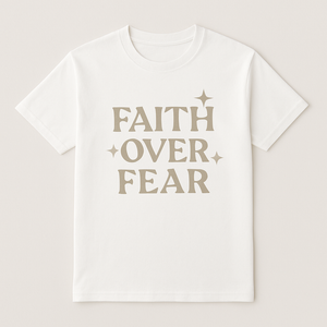 Faith Over Fear Christian T-Shirt – Bold Inspirational Quote Tee with Star Accents, Spiritual Motivational Shirt, Religious Gift Faith%20Over%20Fear%20prompt%20%2323%20studio%20mockup.png