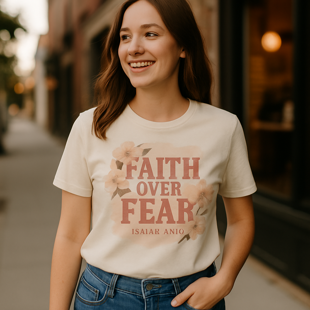 Faith Over Fear Isaiah 41:10 Christian Floral T-Shirt – Inspirational Bible Verse Shirt for Women, Inspirational Religious Gift Faith%20Over%20Fear%20prompt%20%232%20lifestyle%20mockup.png