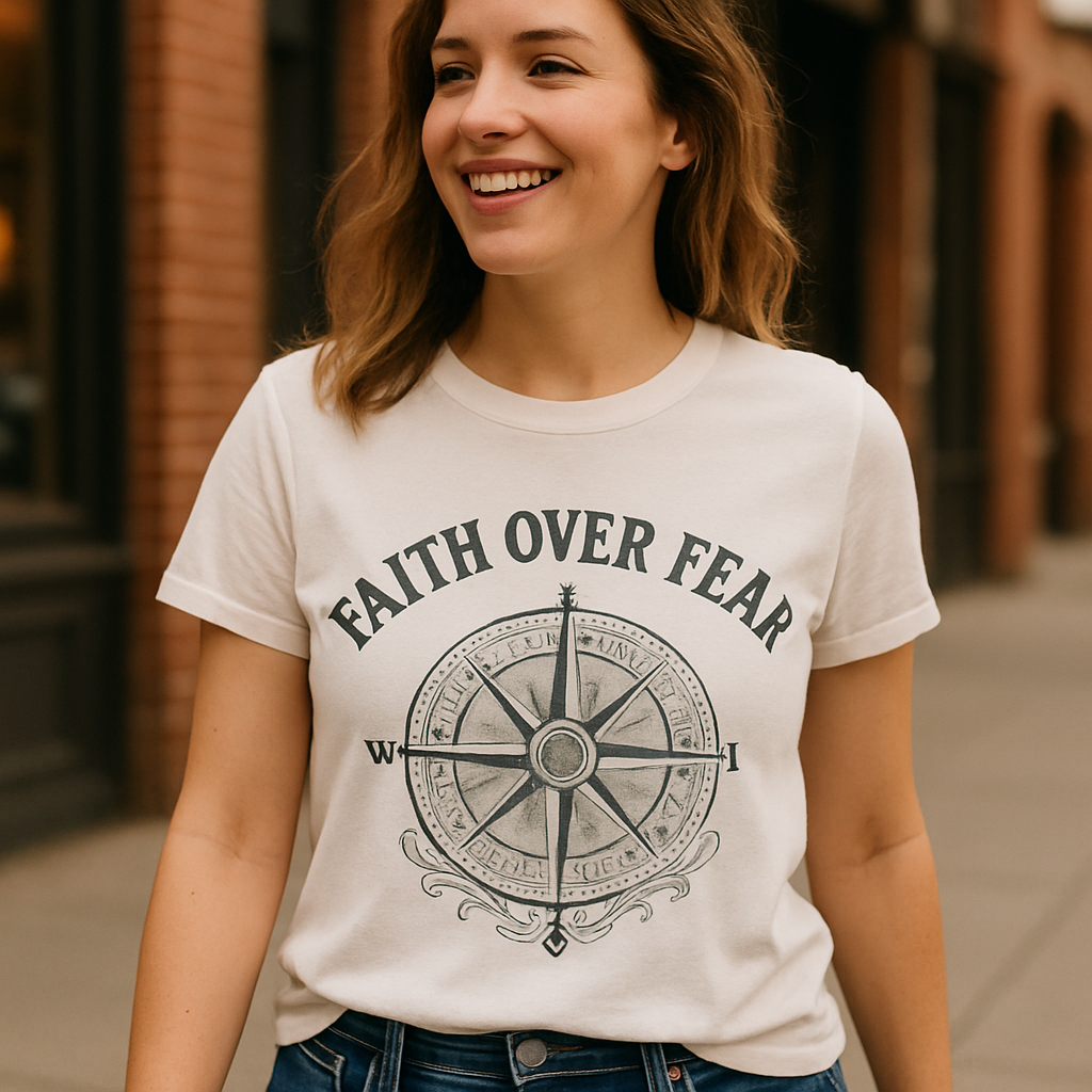Faith Over Fear Compass T-Shirt – Inspirational Christian Graphic Tee, Motivational Spiritual Apparel, Vintage Nautical Design Faith%20Over%20Fear%20prompt%20%2333%20lifestyle%20mockup.png