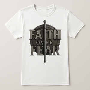 Faith Over Fear T-Shirt – Christian Armor Sword & Shield Graphic, Inspirational Religious Tee, Spiritual Strength Shirt for Believers Faith%20Over%20Fear%20prompt%20%2338%20studio%20mockup.png