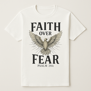 Faith Over Fear Christian T-Shirt – Psalm 23:4 Bible Verse, Vintage Dove, Inspirational Religious Apparel for Believers Faith%20Over%20Fear%20prompt%20%233%20studio%20mockup.png