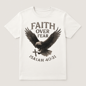 Faith Over Fear Isaiah 40:31 Eagle Christian T-Shirt – Inspirational Scripture Tee with Cross, Religious Gift, Spiritual Apparel Faith%20Over%20Fear%20prompt%20%2340%20studio%20mockup.png