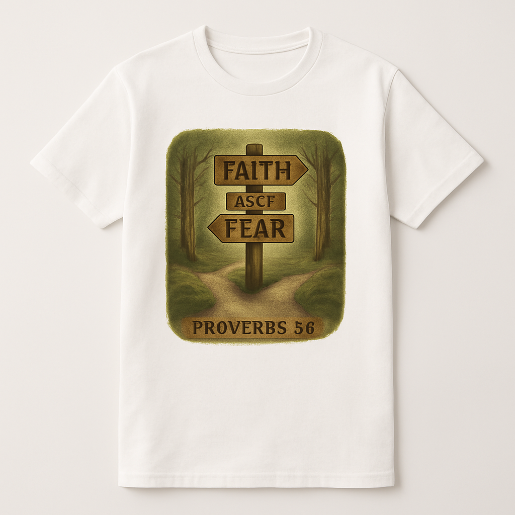 Faith Over Fear Christian T-Shirt – Proverbs 3:6 Bible Verse, Rustic Wooden Sign, Inspirational Religious Tee for Believers Faith%20Over%20Fear%20prompt%20%2346%20studio%20mockup.png