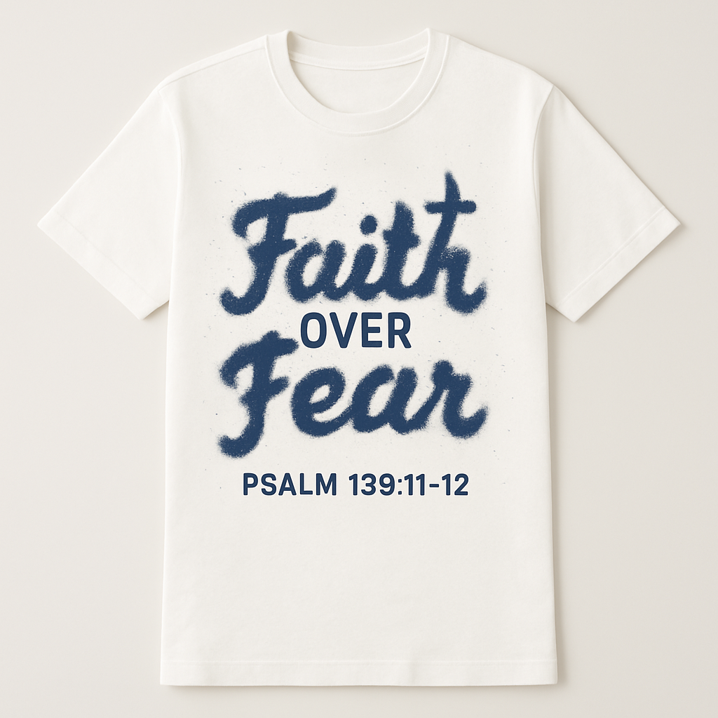 Faith Over Fear Christian T-Shirt – Psalm 119:11-12 Bible Verse Tee, Inspirational Religious Shirt, Spiritual Gift for Believers Faith%20Over%20Fear%20prompt%20%2347%20studio%20mockup.png