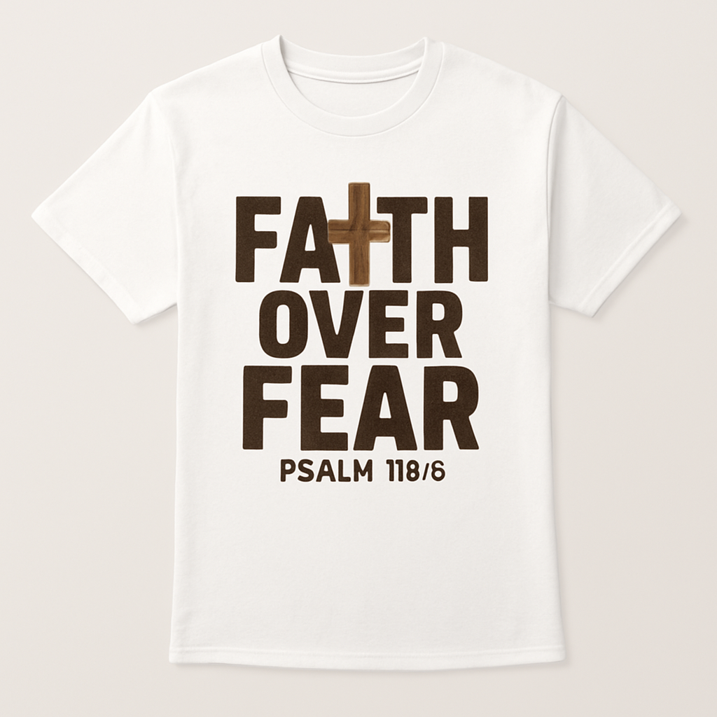 Faith Over Fear Christian T-Shirt – Psalm 118:6 Bible Verse Cross Tee – Inspirational Religious Gift for Believers Faith%20Over%20Fear%20prompt%20%235%20studio%20mockup.png