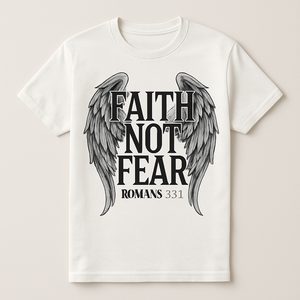 Faith Not Fear Christian Shirt with Angel Wings – Romans 8:31 Bible Verse Inspirational T-Shirt – Faith Over Fear Religious Apparel Faith%20Over%20Fear%20prompt%20%238%20studio%20mockup.png