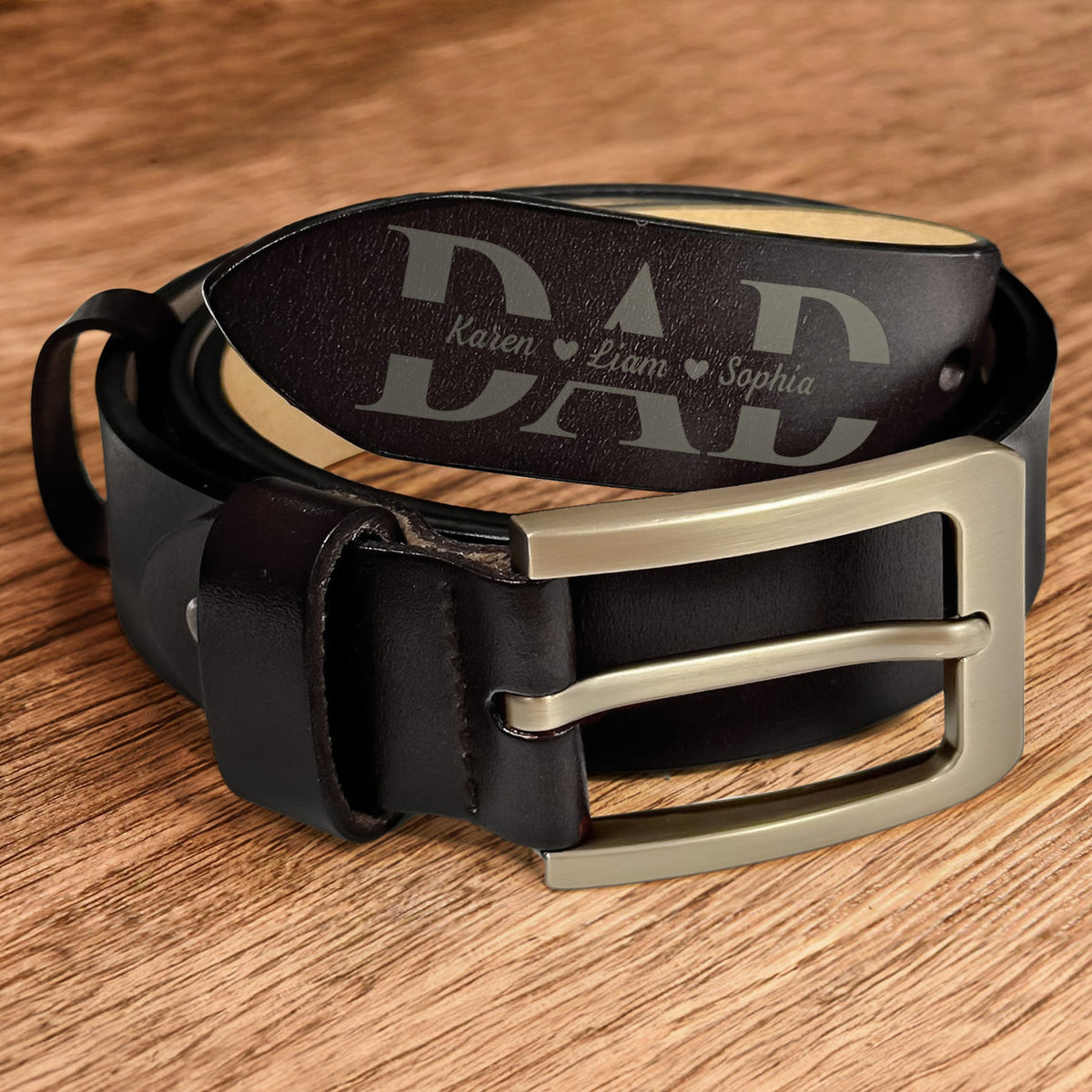 Father's Day Gifts From Wife - Having You As A Dad - Personalized Engraved Leather Belt Father's Day Gift