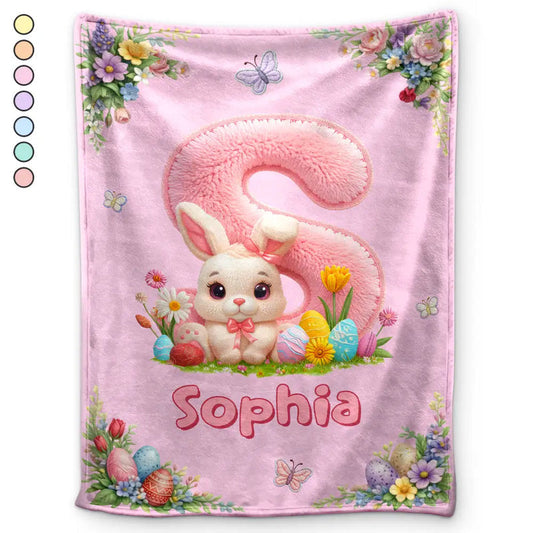 Faux Embroidery Effect Chenille Bunny Alphabet Letters - Personalized Fleece Blanket, Sherpa Blanket FauxChenilleBunnyAlphabetLetters-PersonalizedFleeceBlanket_SherpaBlanket-TU264-VKT533-MKDef.jpg