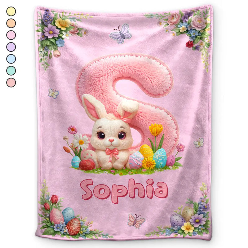 Faux Embroidery Effect Chenille Bunny Alphabet Letters - Personalized Fleece Blanket, Sherpa Blanket FauxChenilleBunnyAlphabetLetters-PersonalizedFleeceBlanket_SherpaBlanket-TU264-VKT533-MKDef.jpg