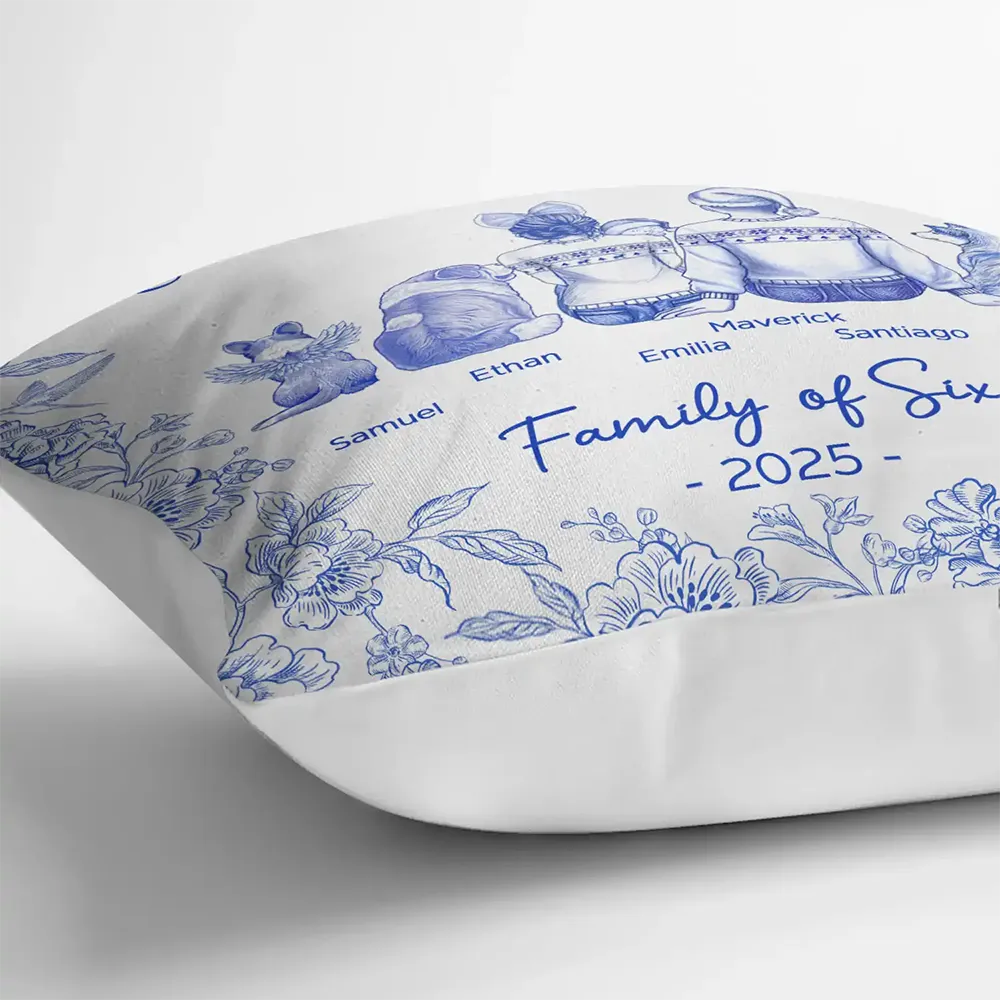 First Christmas As A Family Of Four New Parents Toile - Personalized Pillow