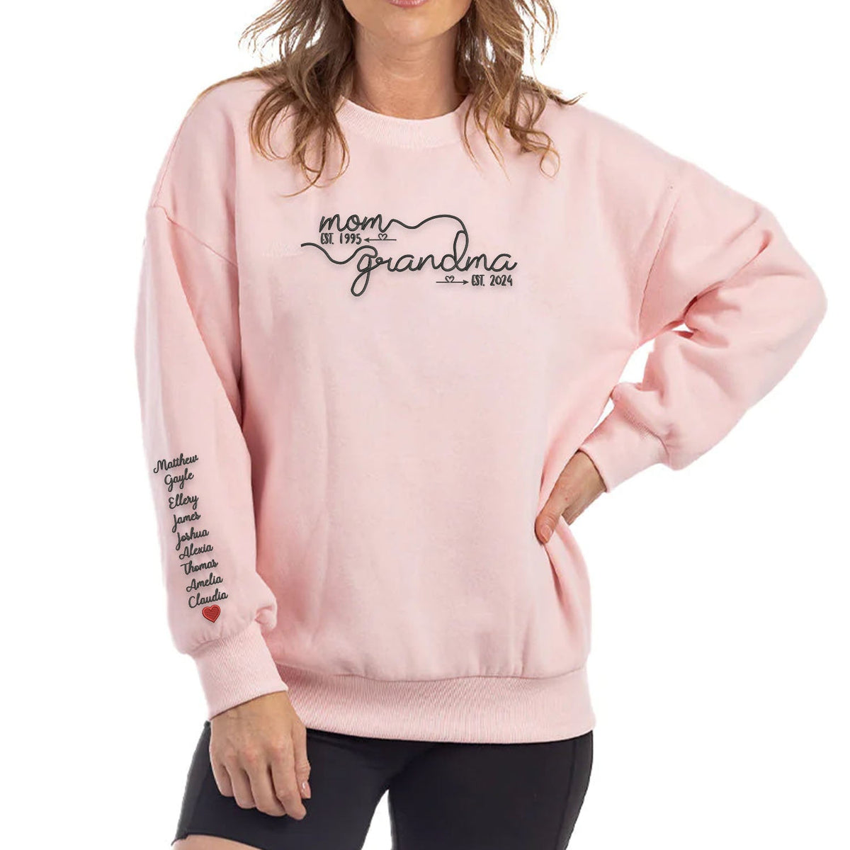 First Mom Then Grandma Sweatshirt or Hoodie with Embroidered Kids Names, Custom Embroidered Mother's Day Gift for Mom